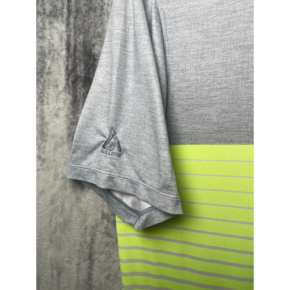 Nike Tiger Woods Collection Golf‎ Polo Shirt Size L Dri Fit Yellow/Gray Striped